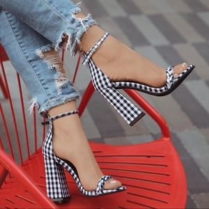 Gingham Heels Size 6.5 NEW